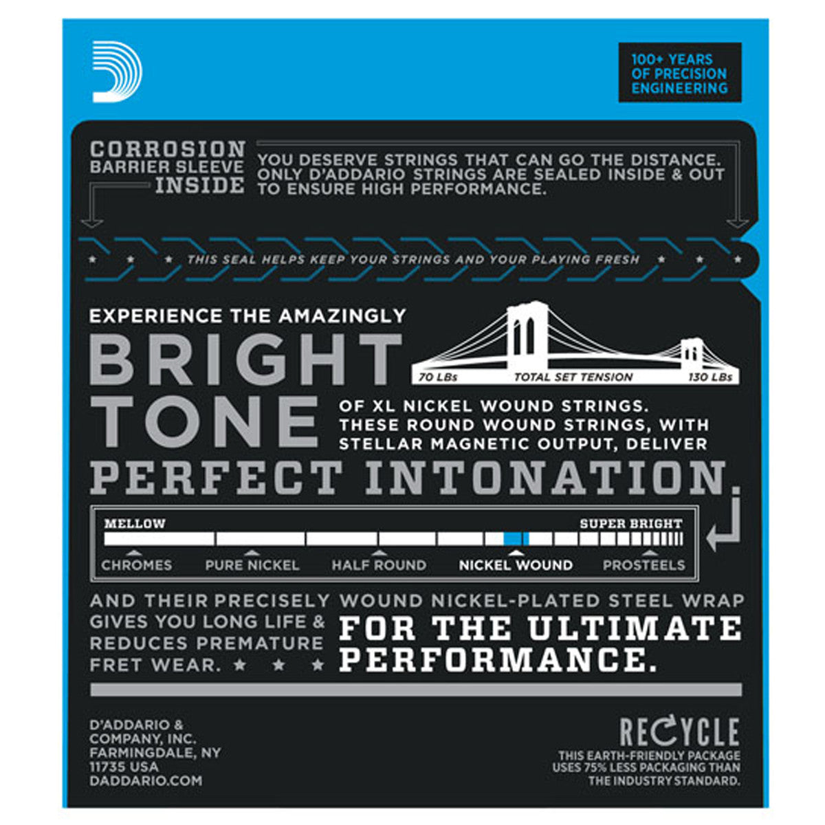 D'Addario EXL110 Cordes en nickel pour guitare électrique, Regular Light, 10-46